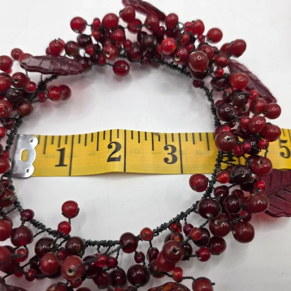 Pottery Barn Red Pepperberry Glass Bead Candle Ring Set of 2 Holiday Decor